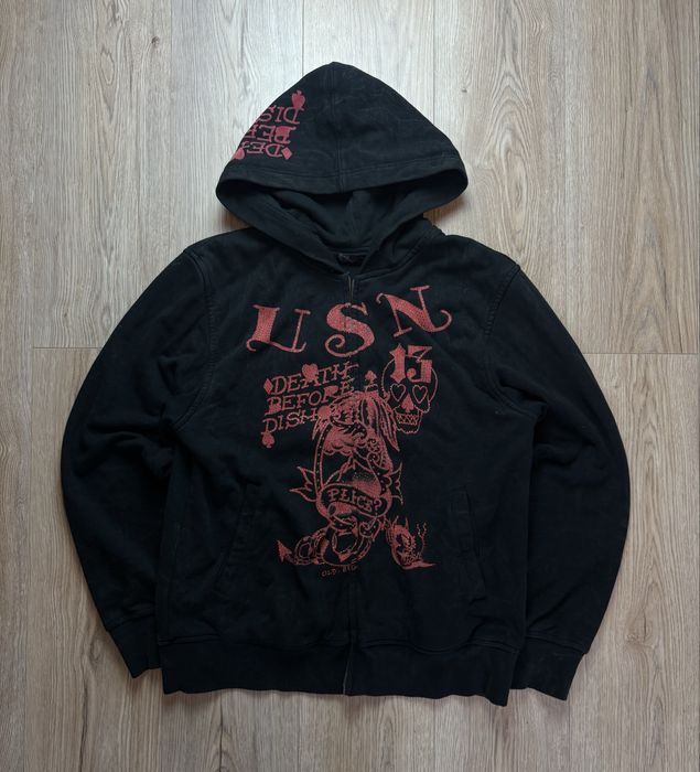 Ed Hardy Big logo Vintage Męska L Bluza rozpinana z kapturem ZIP Hoodie Y2K Opium Streetwear