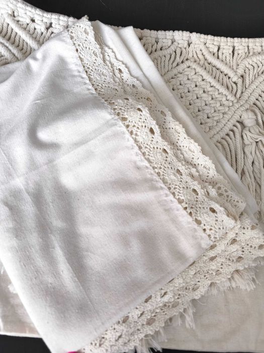 Capa de almofada em macramé nova + oferta de toalha