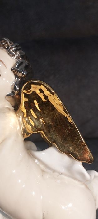 Moldura de Porcelana com Anjo e Harpa