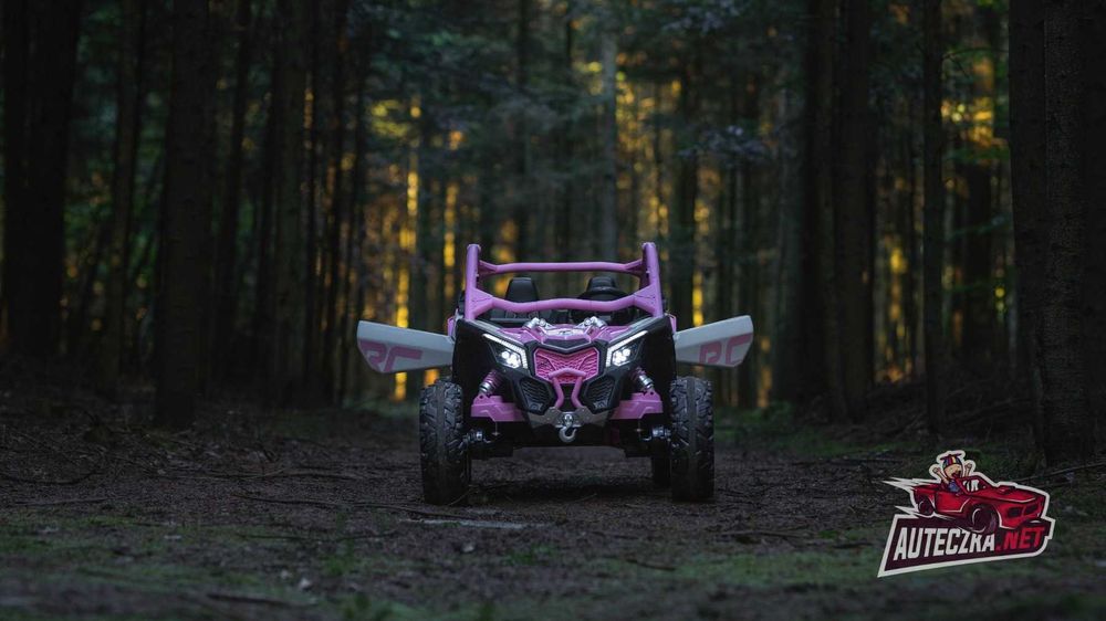 Buggy CAN-AM Maverick DELUXE + POMPOWANE KOŁA 4x200W 24V20Ah Różowy