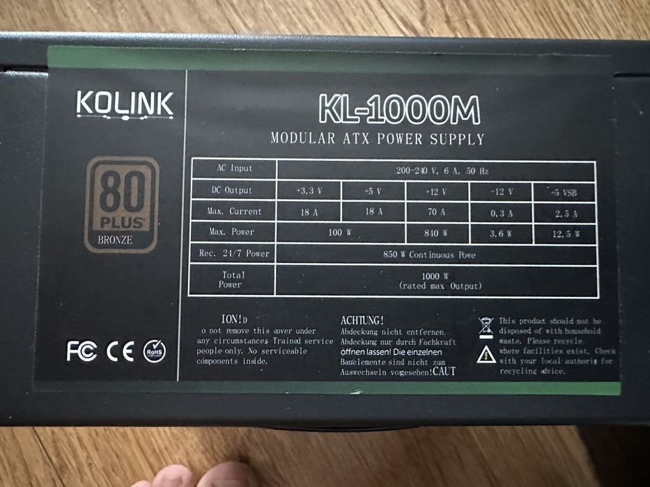 Fonte Alimentaçao Kolink 1000W Modular