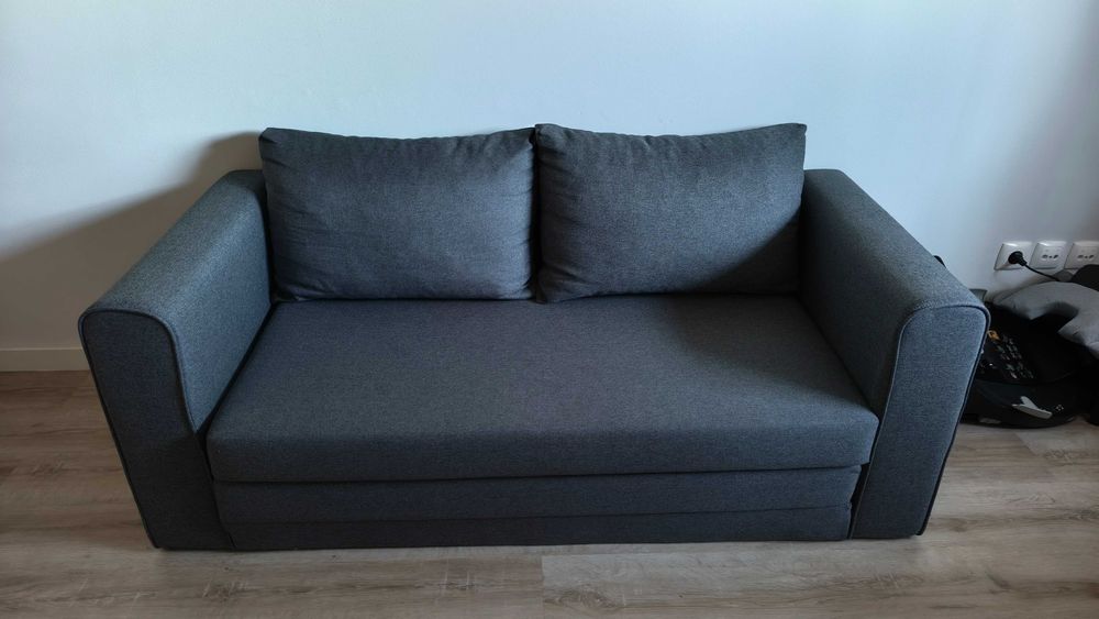 Sofá-cama SKILLEBEKK da JYSK tecido cinzento escuro
