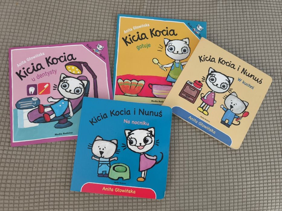 Książeczki Kicia Kocia na nocniku , gotuje, w kuchni, u dentysty
