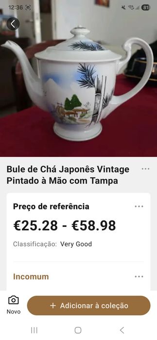 Serviço de chá oriental com imagem no fundo