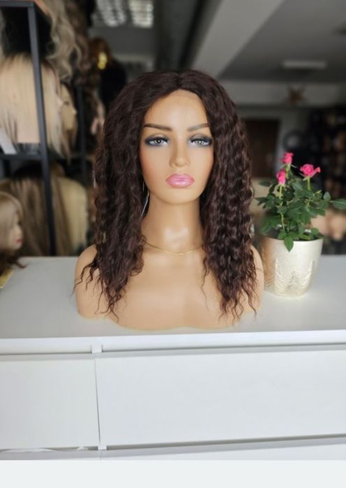 Peruka afroloki loki Krysia kasztanowy brąznaturalna fryzura