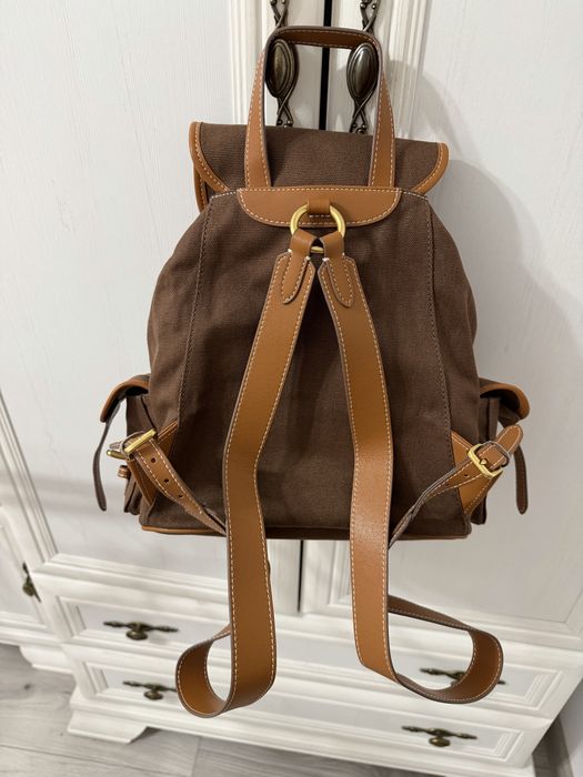 Plecak miu miu canvas and leather backpack cocoa brown