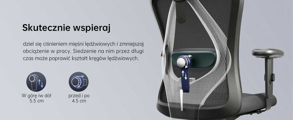 Fotel SIHOO ergonomiczny czarny krzesło biurowe regulacja wysokości