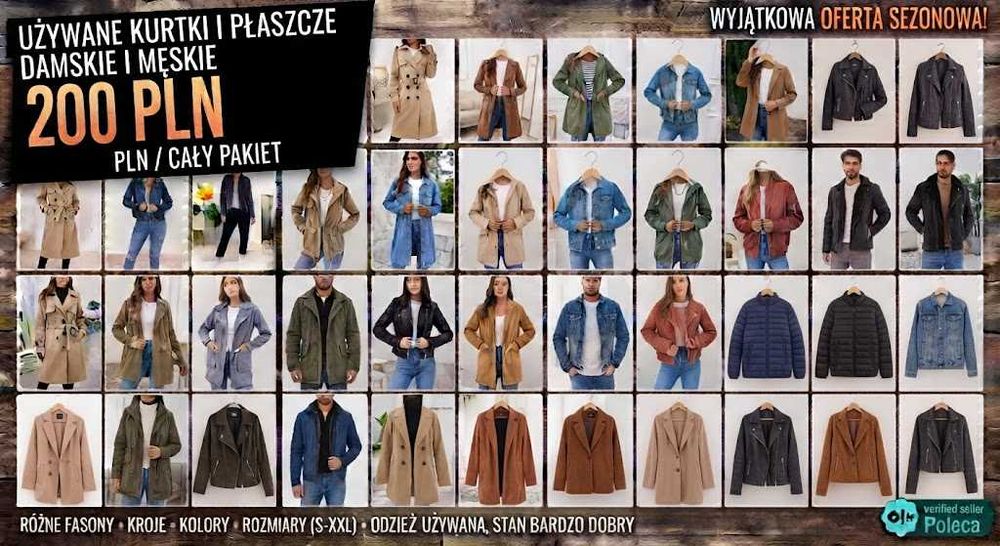 20 KG / 180 ZŁ  Paka kurtek przejściowych damskich i męskich XS-XXL+