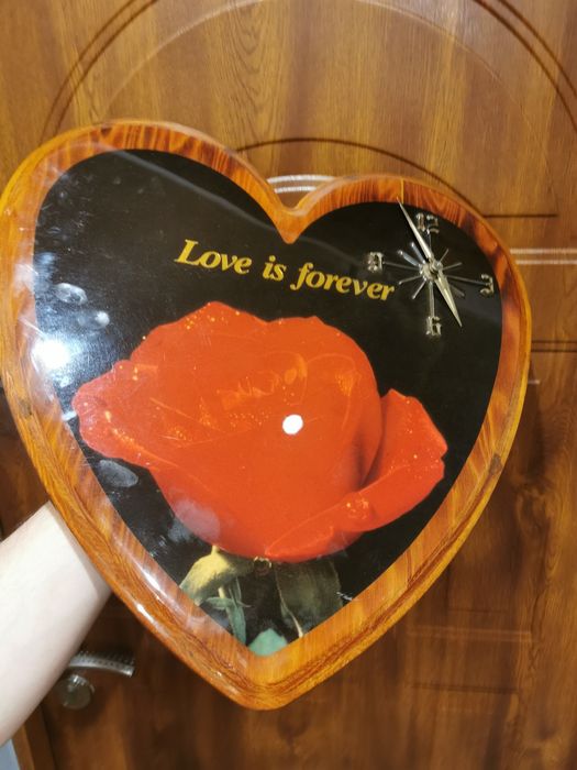 Zegar serce drewno lakierowane miłość