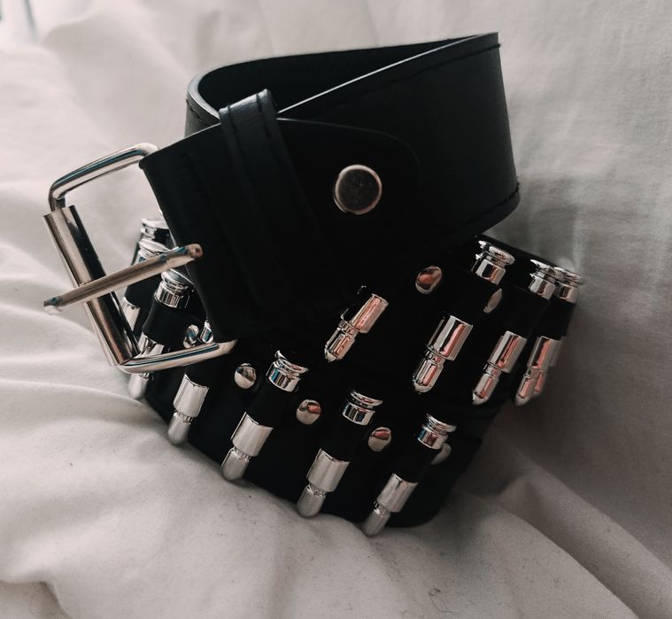 Pasek z nabojami punk rock metal ghost rider