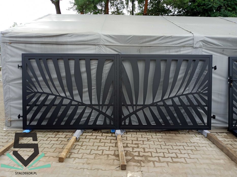 Brama dwuskrzydłowa 6x1,5m wycinana laserowo, CNC,  panelowa.