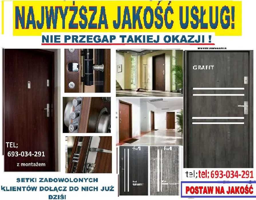 Drzwi WEJŚCIOWE zewnętrzne z MONTAŻEM ,wewnątrzklatkowe akustyczne