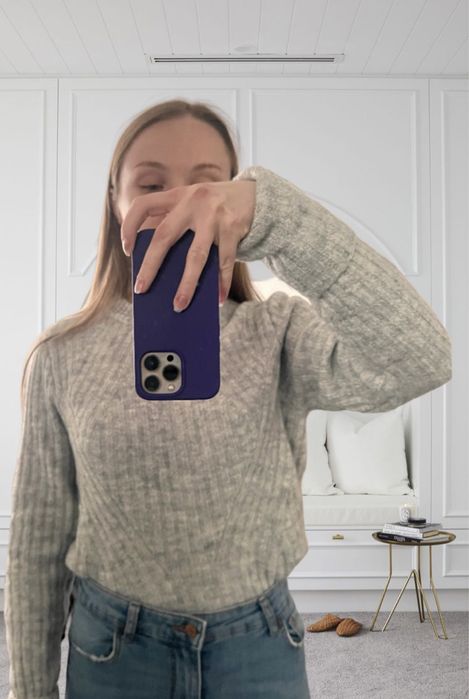 Ciepły śliczny sweter H&M szary