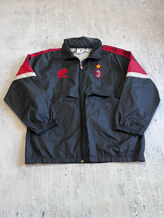 Czarna lekka kurtka Lotto AC Milan / vintage 90s windbreaker jacket