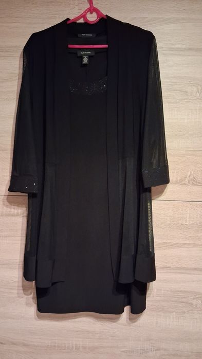 Czarna sukienka  XL  w kpl. z narzutką