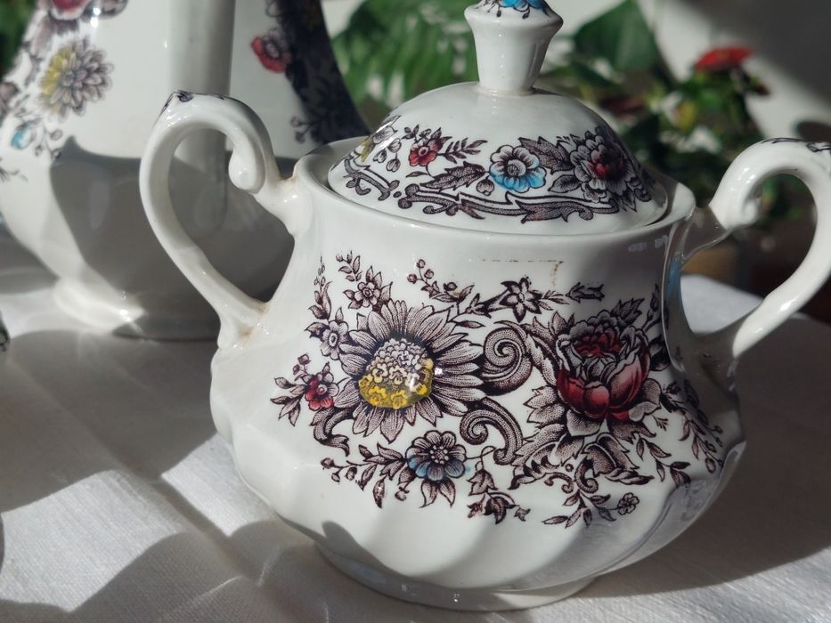 Serviço Vintage café Inglês, pintado à mao, Ridgway Ironstone Clinfto