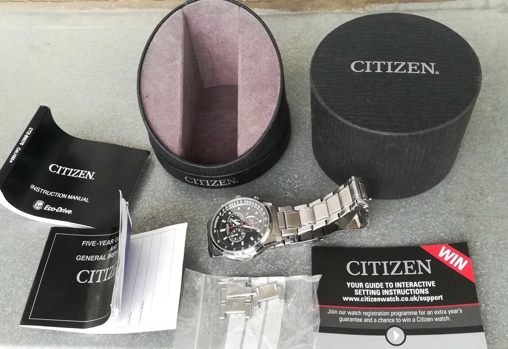 Citizen Eco Drive Tachymeter Komplet unikat piękny Japan