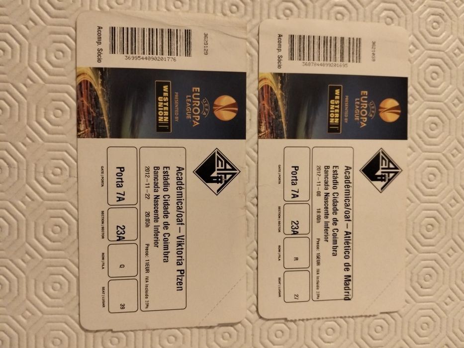 Bilhetes futebol antigos