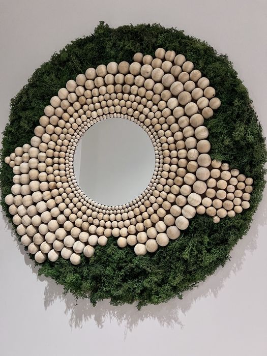 Lustro chrobotek drewno boho