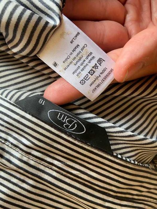 Bm koszula elegancka sliska paski żabot xxxl +size 46 44