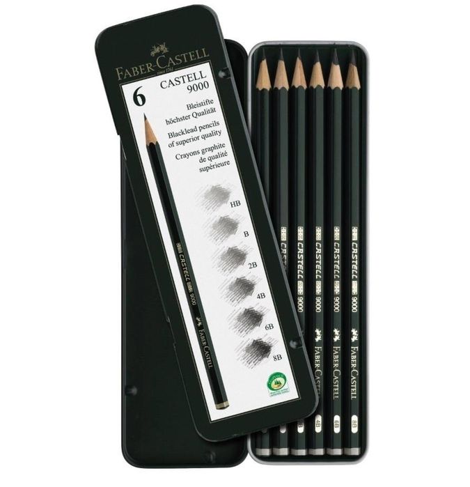 Ołówek Castell 9000/6szt FABER CASTELL Faber Castell metalowa puszka