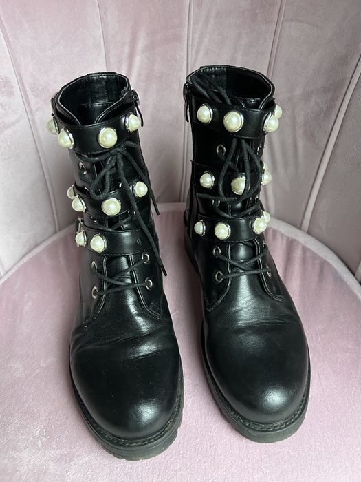 Damskie botki trapery z perłami rozmiar 39