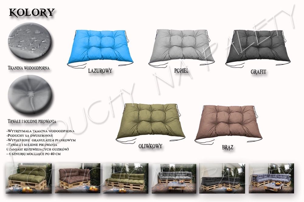 Poduszki na palety meble ogrodowe komplet 2 poduch