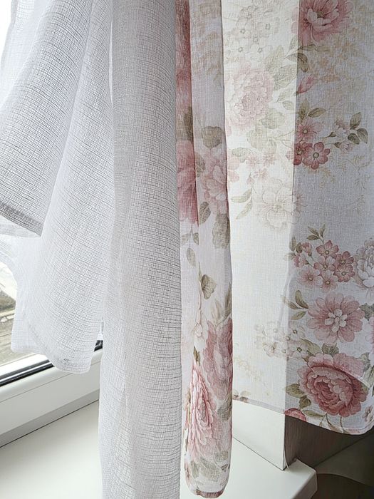 Штори ламбрекен на кухню короткі тюль гардина квіти