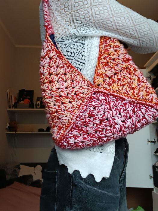 Torba torebka na ramię,  wykonana na szydełku handmade