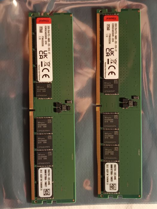 2x Kingston 32GB 5600 DDR5 ECC CL46 2Rx8 Hynix KSM56E46BD8KM-32HA
