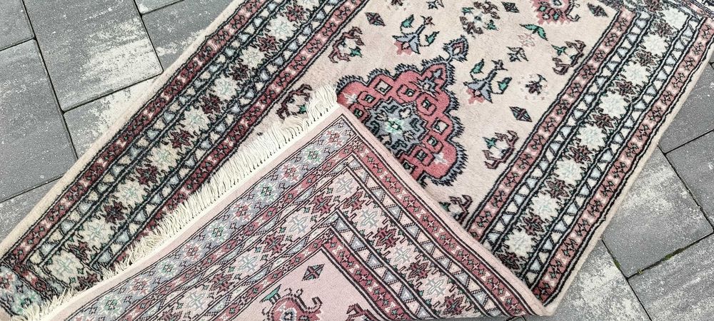 Buchara ręcznie tkany dywan wełniany pakistański piękny 133 x 78 cm