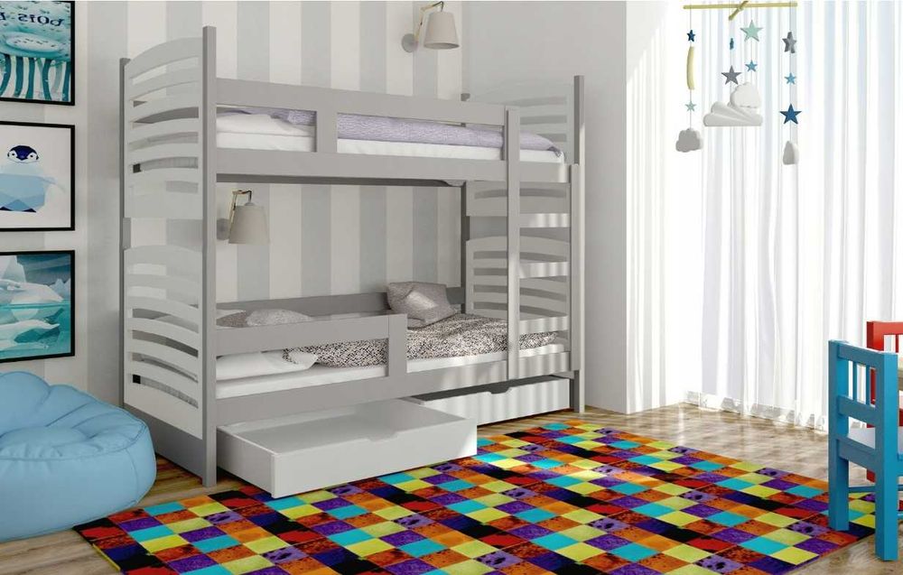 Łóżko piętrowe dla dzieci Janek 2 osobowe, materace 160x75 lub 180x75