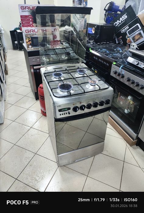 Газова плита з Електричною духовкою сталь нержавійка 50 см ширина