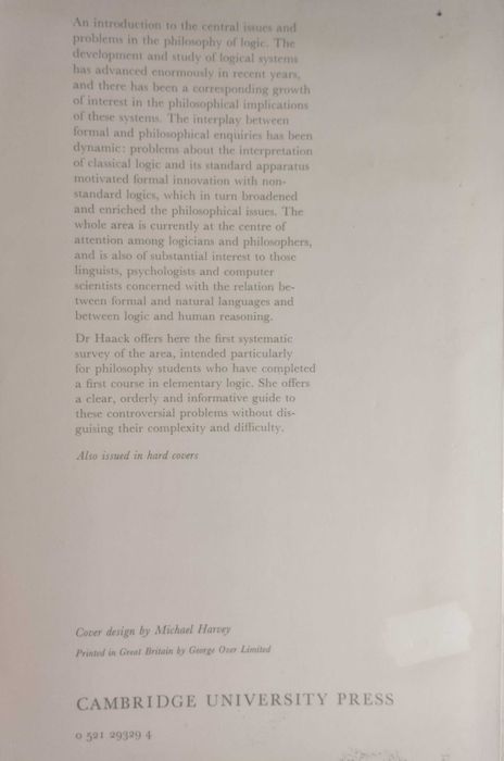 Philosophy of Logics - Susan Haack
