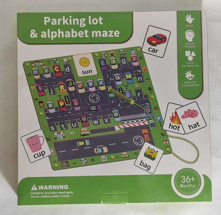 Montessori zabawka dla dzieci 3+, gra magnetyczna, labirynt drewniany