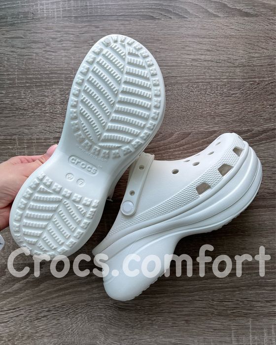 Крокси Бае Білі Жіночі на платформі, Crocs Bae Classic Clog