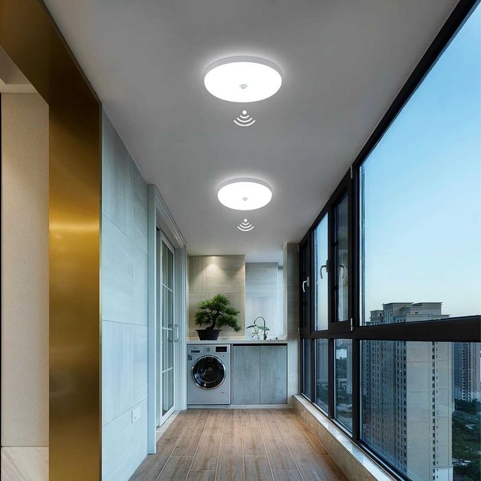 Candeeiro de teto LED com sensor de movimento 30W 6500K 2700LM Ø 25cm