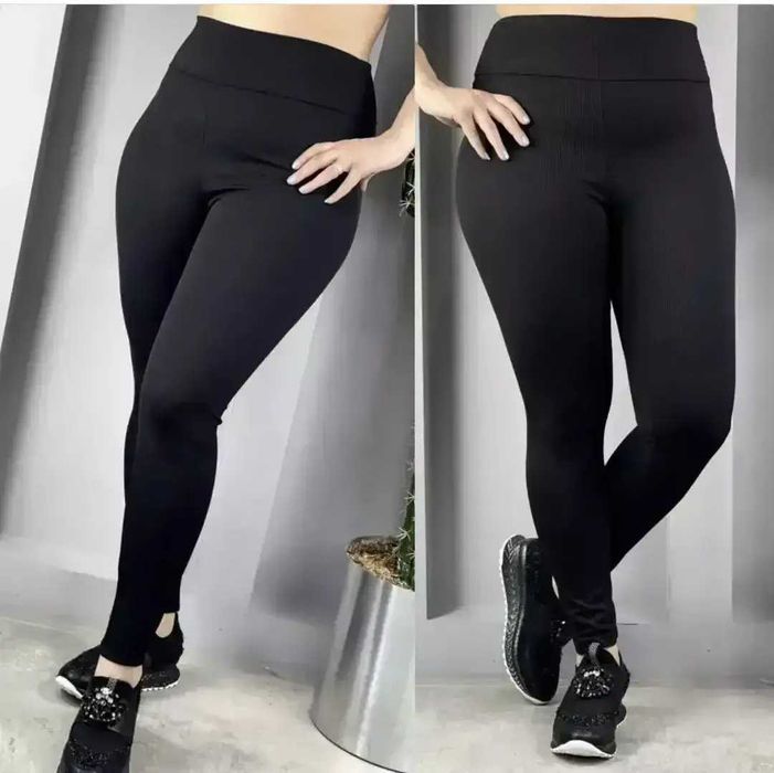 Жіночі легінси в рубчик Батал Лосини в рубчик  без утеплення ХЛ-6ХL