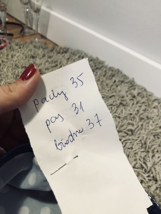 Bikini jednoczesciowy stroj kapielowy granatowy w biale kropki s