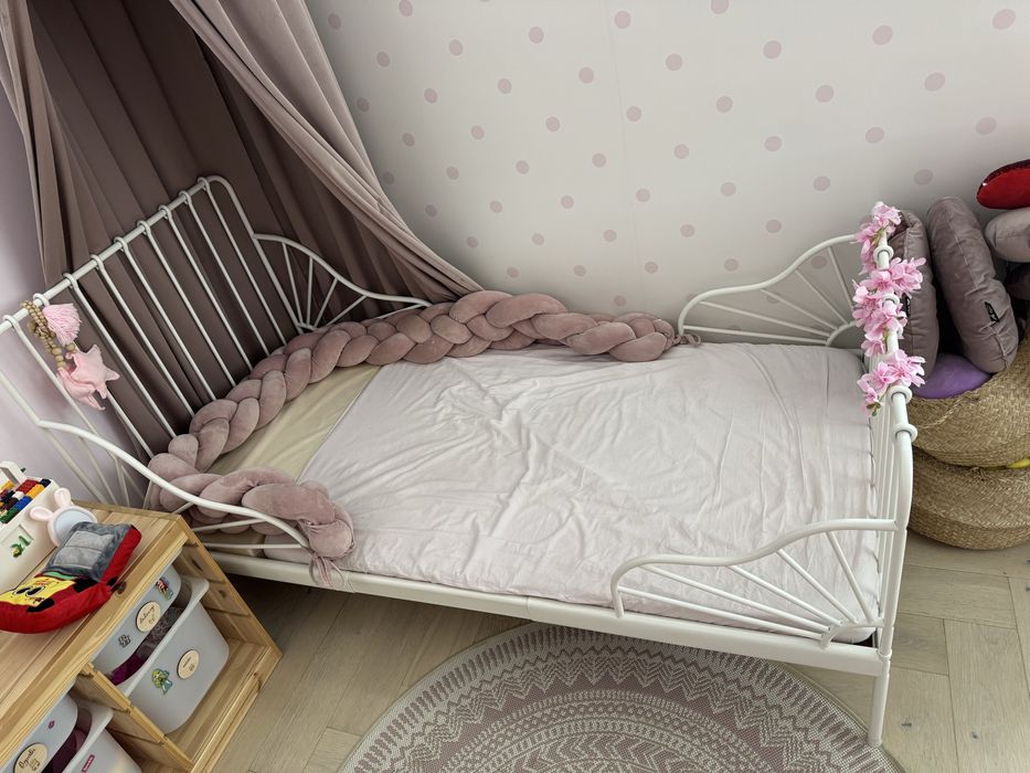 IKEA MINNEN łóżko rosnące rama łóżka BIAŁY