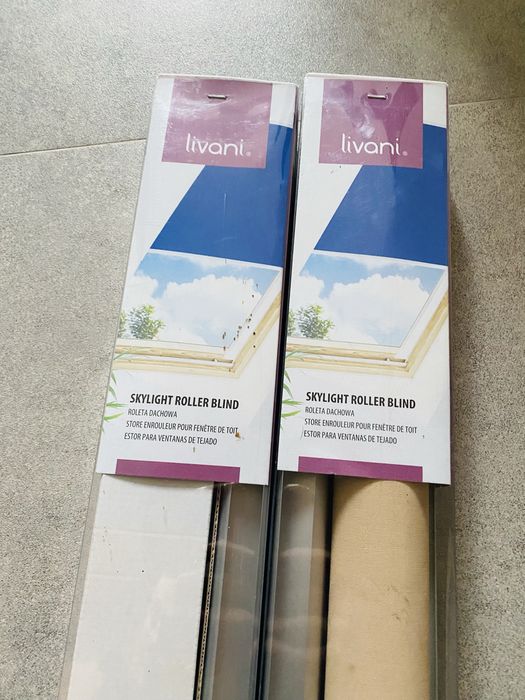 Rolety dachowe z ramką 605x1116 Livani 2 sztuki kolor beżowy NOWE