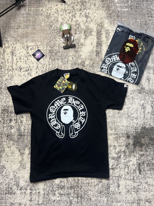 Футболка чорного кольору Bape baby milo x Chrome Hearts з лого