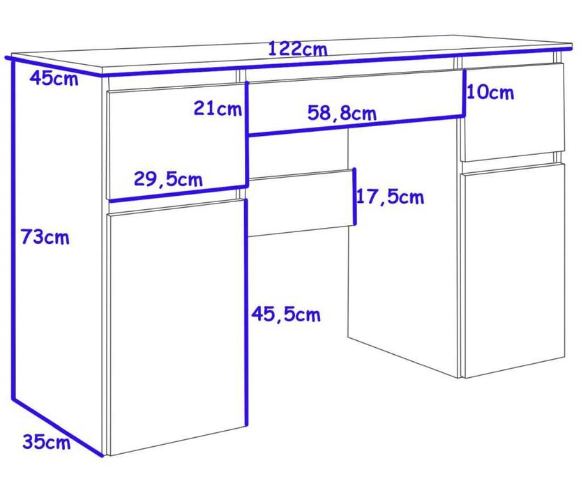 Nowe biurko z szufladami dąb złoty  z czarnym połyskiem