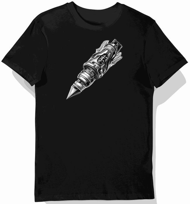 Koszulka męska czarna z motywem silnika i ozdobnych części XXL