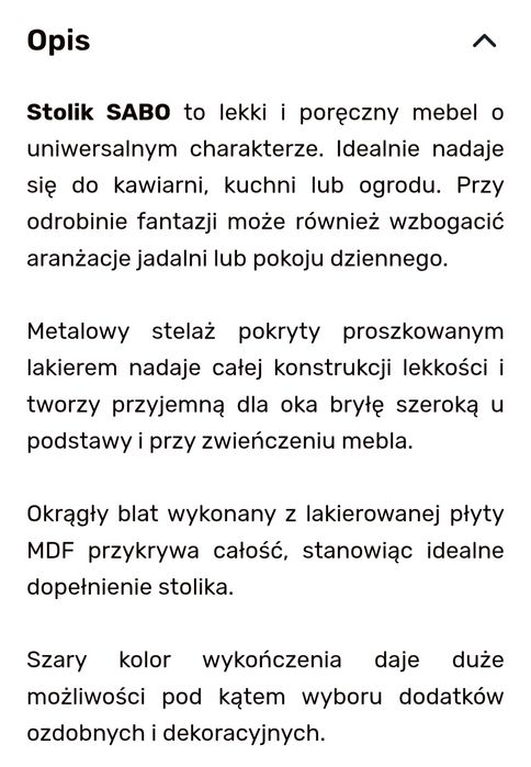 Stolik kawowy metal hdf