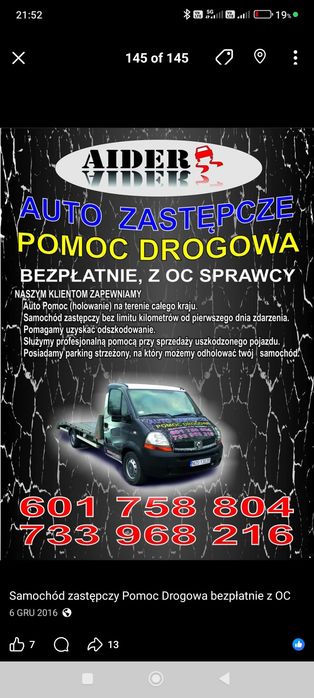 Pomoc drogowa, holowanie,laweta bezpłatnie z OC sprawcy