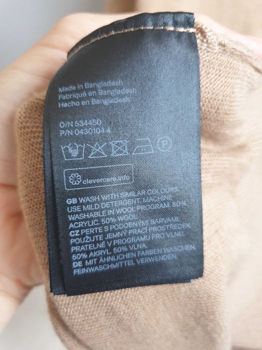Beżowy sweter męski H&M wełna merino  M bielizna termiczna