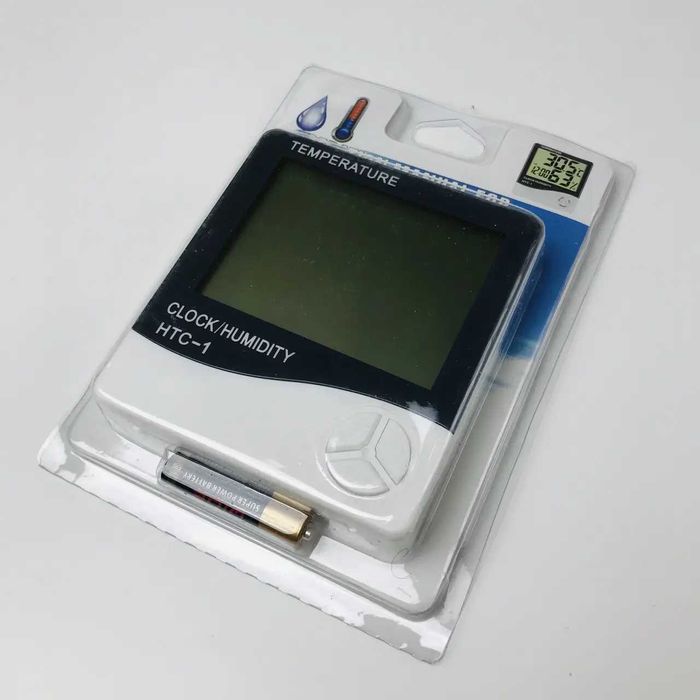 Мини метеостанция Htc-1 Термометр гигрометр+ часы, градусник