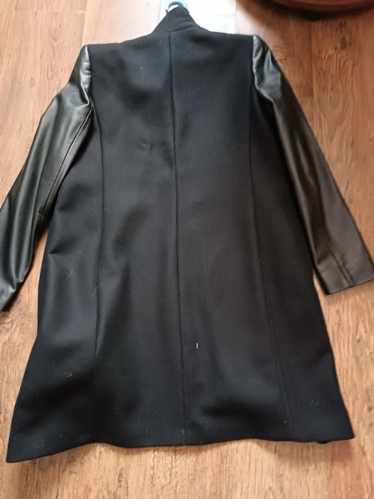 Women’s Black Zara Wool Faux Leather Smart Coat