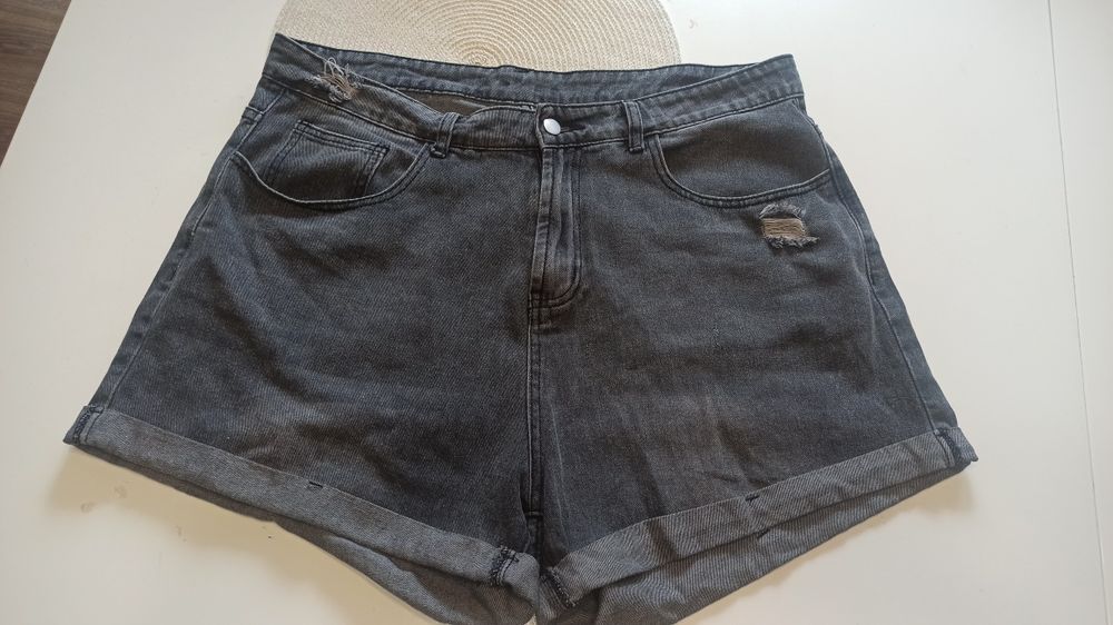 Krótkie jeansowe szorty 42/44 wysoki stan